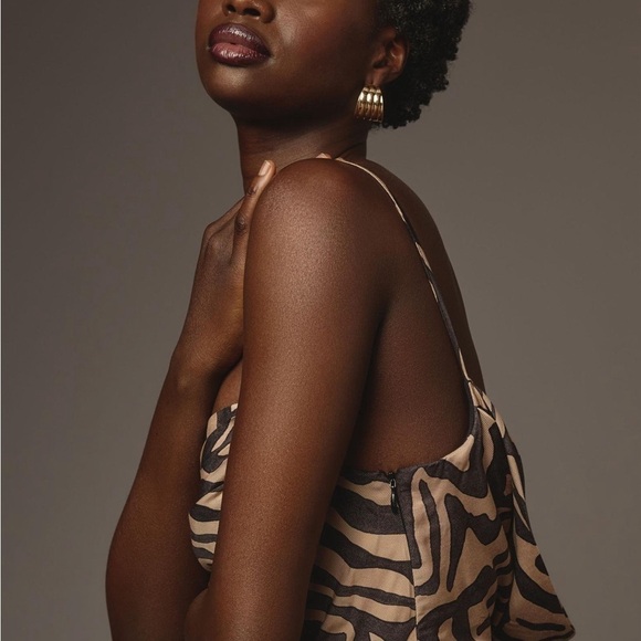 Anthropologie women’s Sz 14 Draped-Back Asymmetrical Slip Midi Dress backless - Picture 6 of 16